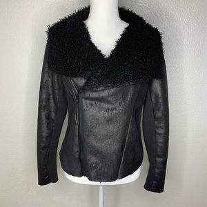 Simply Vera Vera Wang Black Faux Fur Jacket Sz M